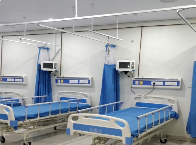 ICU beds with monitors