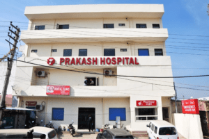 the front of prakash hospital manesar